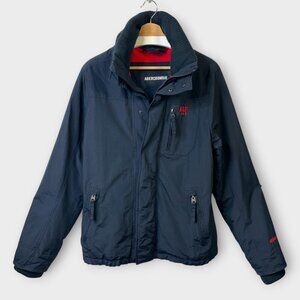 Abercrombie & Fitch Coat Men's LARGE Blue Red Fleece Lined Y2K